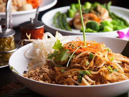 Pad Thai noodles with bean sprouts and lime