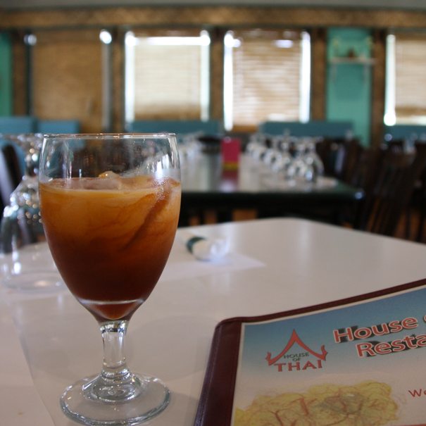 Thai iced tea in the House of Thai dining room